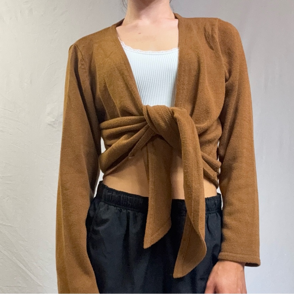 Brown Tie-Front Women's Sweater